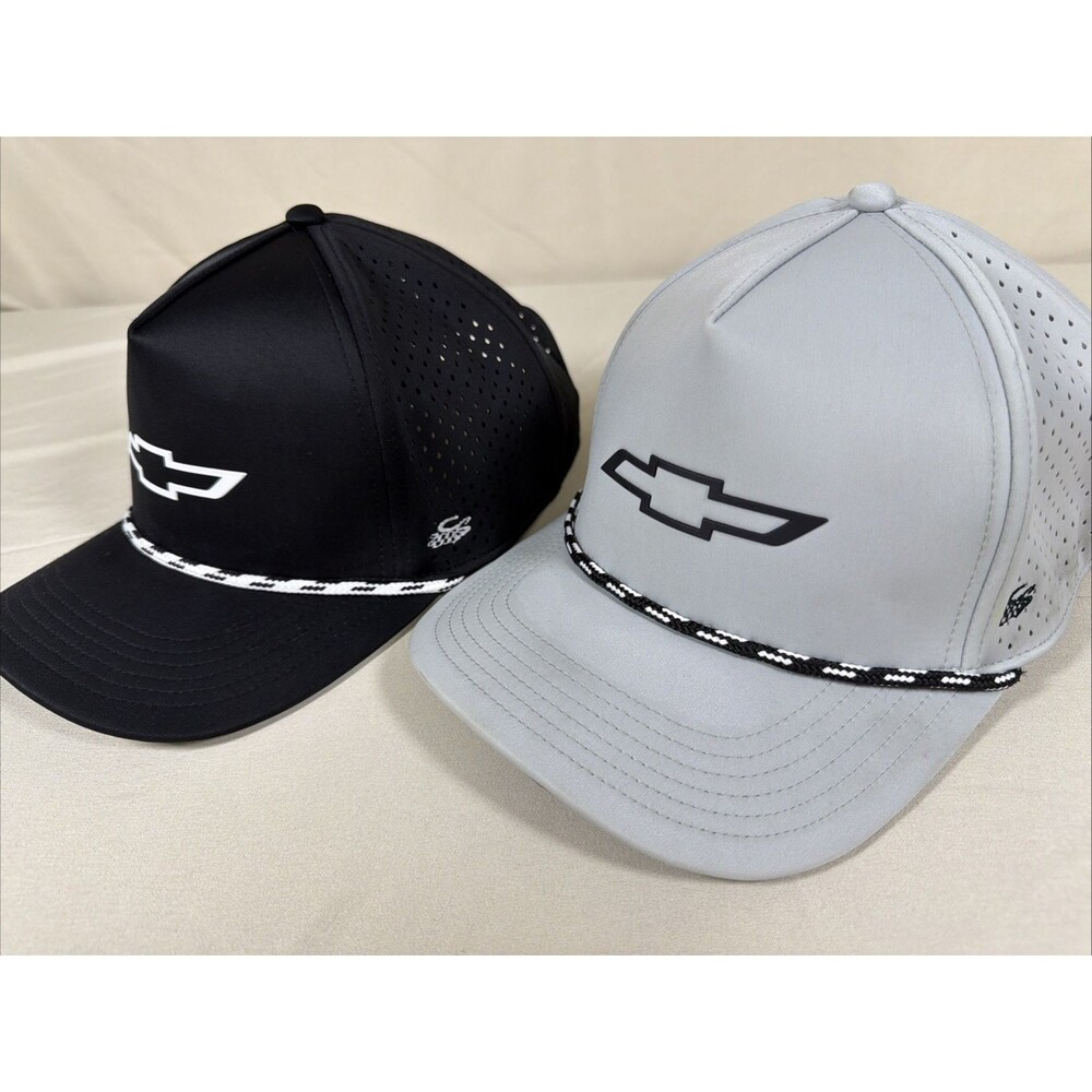 Chevrolet Cruisin Sports Neoprene Snap-Back Hats Black/Gray Lot of 2 - OEM GM